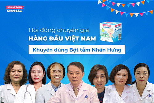 Hội đồng chuyên gia đầu ngành khuyên dùng Bột tắm Nhân Hưng trị mụn sữa ở trẻ.