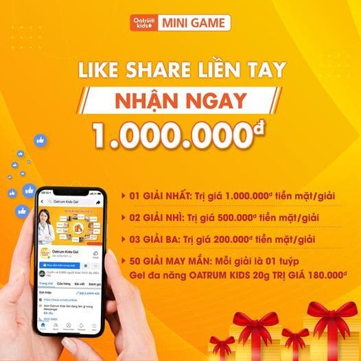 [MINI GAME]: LIKE SHARE LIỀN TAY - NHẬN NGAY 01 TRIỆU