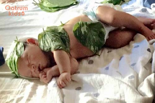 Chị Linh rất tâm đắc với phương pháp trị rôm sảy bằng lá trầu không cho bé 